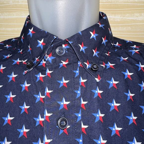 ARIAT Men's Navy Blue TEXAS Star Long Sleeve Western Shirt L 0623 - Picture 4 of 6